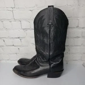 Men\'s Lucchese‎ Black Calf Leather Western Boots M1020 B4 Handcrafted Size 9.5 D Men main image 4